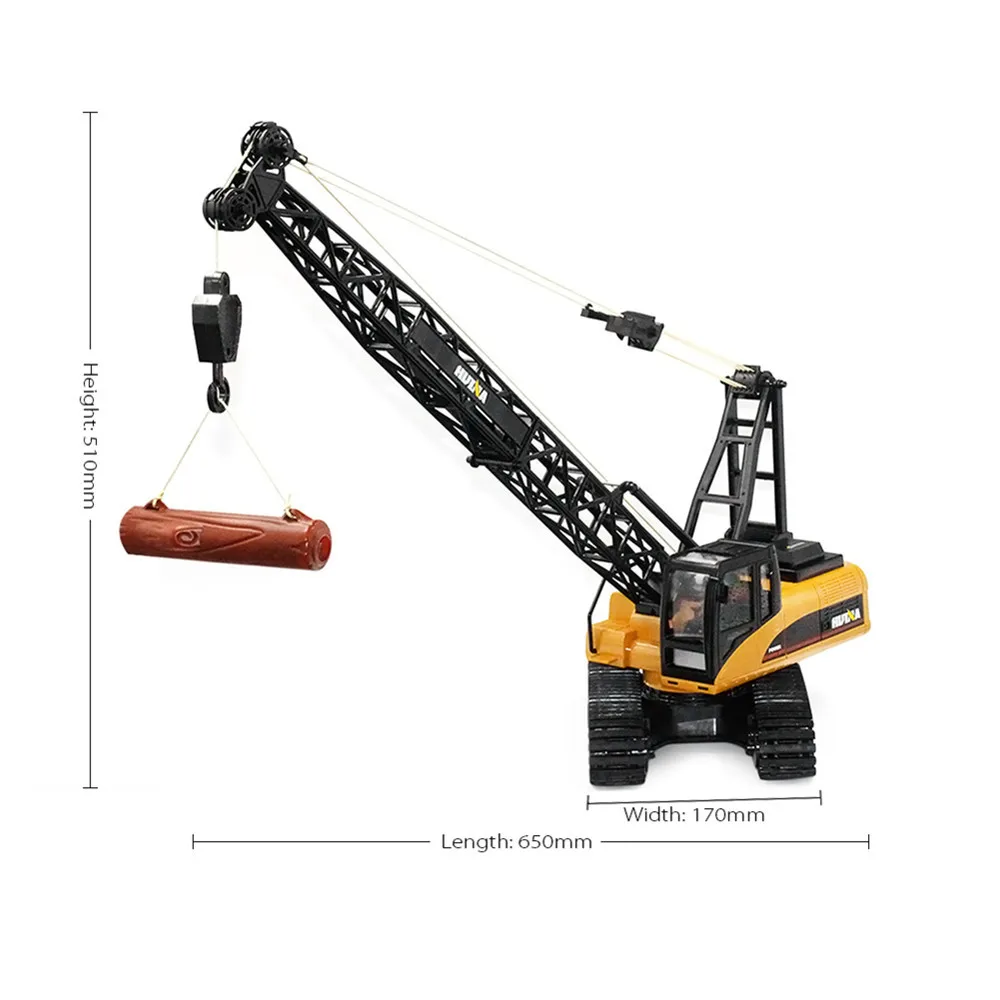 Грузовые автомобили HUINA игрушки 1572 1:14 15CH RC сплав кран инженерный грузовик RTR подвижный латтичный стрелы крюк механический звук грузовые автомобили