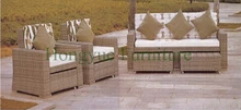 Brown garden rattan sofa set furniture with foot stool outdoor garden sofas