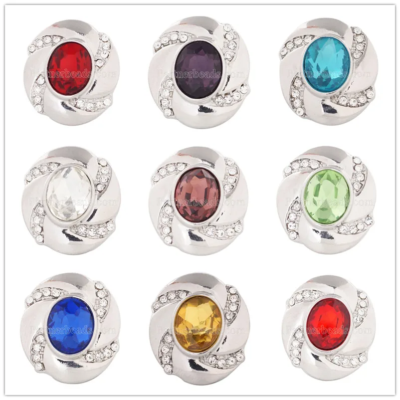 

High Quality 12-color Birthstone Snap Button Interchangeable Crystal Ginger Snap Jewelry Fit Button Bracelet&Bangles KC5071
