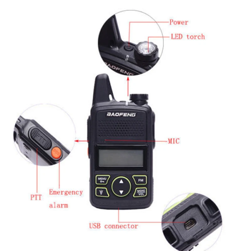 PTT Baofeng BF-T1 New Portable radio new MINI Walkie Talkie Dual Ham radio communicador Transceiver USB Interphone two way radio (17)