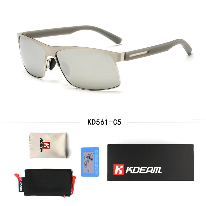 KDEAM, солнцезащитные очки для вождения, Мужские поляризационные высококачественные очки для рыбалки с силикагелевыми ножками и оригинальной коробкой - Цвет линз: C5