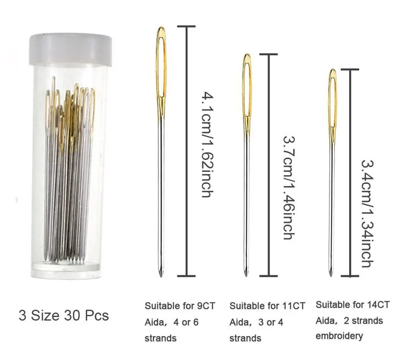 Looen 30 шт. смешанные размеры большие иглы для шитья глаз Вышивка крестом из нержавеющей стали ручная швейная игла с нитевдевателем домашний инструмент для шитья своими руками