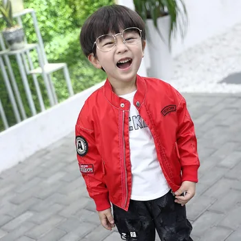 

Boys coat spring and autumn 2019 new small and medium boys tide fan patch stand collar jacket