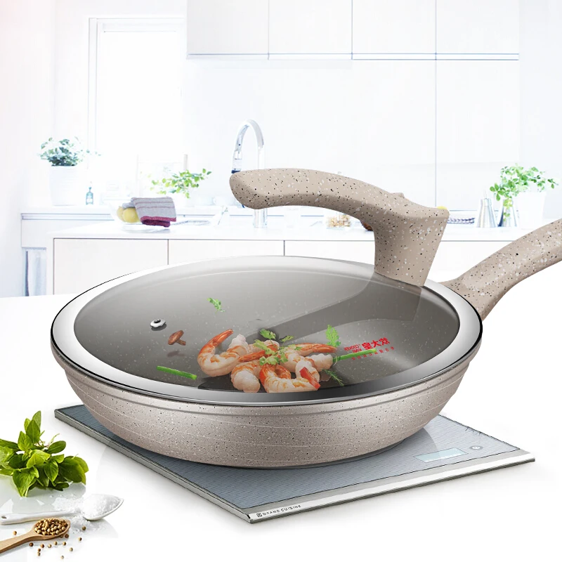 

European Style Aluminum Alloy Saucepan Non-stick Pan No Fumes Frying Pan Lidded Cookware Induction Cooker Gas Stove Universal