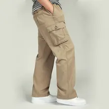 Для мужчин брюки больших размеров, большие размеры 5xl 6xl Плюс Повседневное Для мужчин с эластичной резинкой на талии с карманами Длинные Мешковатые прямые брюки карго Брюки для бега мужские