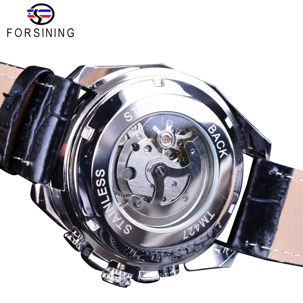 Forsining Mechanical Steampunk Series Men Military Sport Watch Transparent Skeleton Dial Automatic Watch Top Brand Luxury Clock
