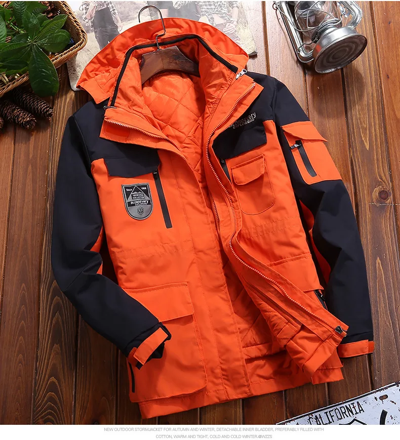 Верхняя одежда для мужчин три в одном, осенне-зимний костюм для влюбленных, ветрозащитная лыжная куртка, сохраняющая тепло, для альпинизма