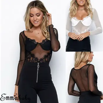 

Sexy Women's Lace Jumpsuit Bodycon Bodysuit Leotard Romper Sleepwear