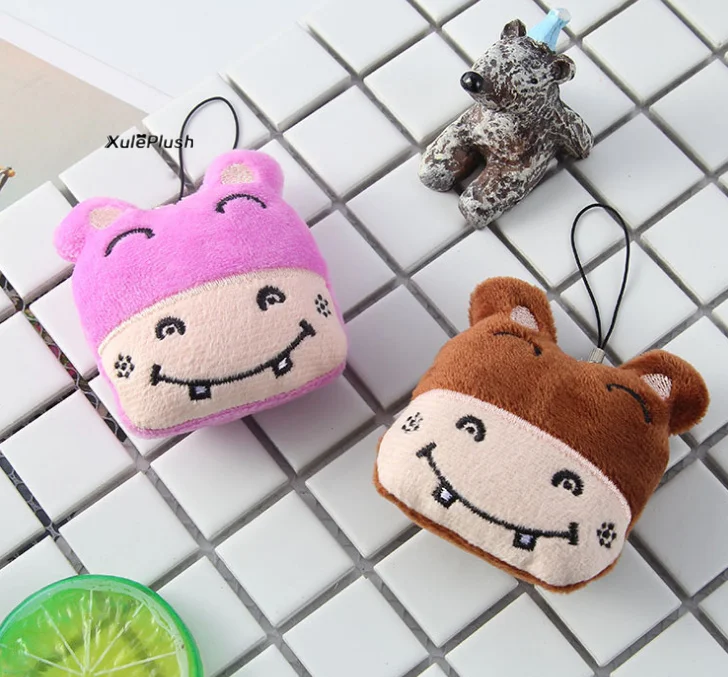 

1piece color random, kawaii small little 4-5CM hippo stuffed animal plush DOLL TOY , mini key chain plush TOY