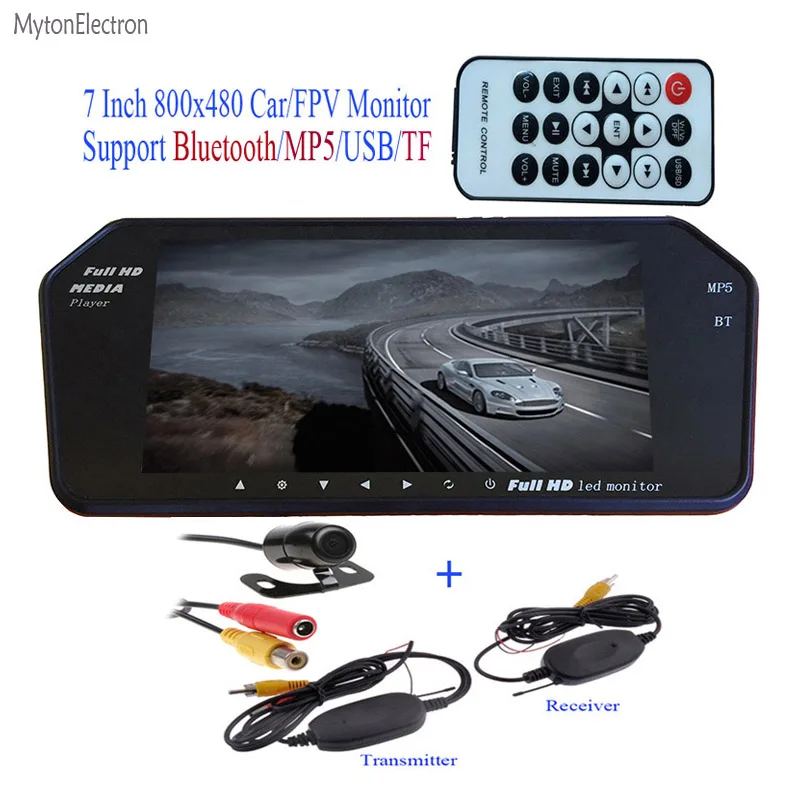 Bluetooth/MP5/TF/USB 800*480 FPV/автомобильное зеркало монитор 7 дюймов экран+ беспроводная резервная задняя Водонепроницаемая камера