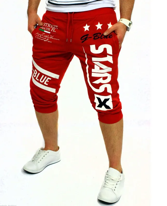 Импортные товары Взрывные Модели повседневные брюки со звездами и буквенным принтом мужские повседневные брюки - Цвет: Красный