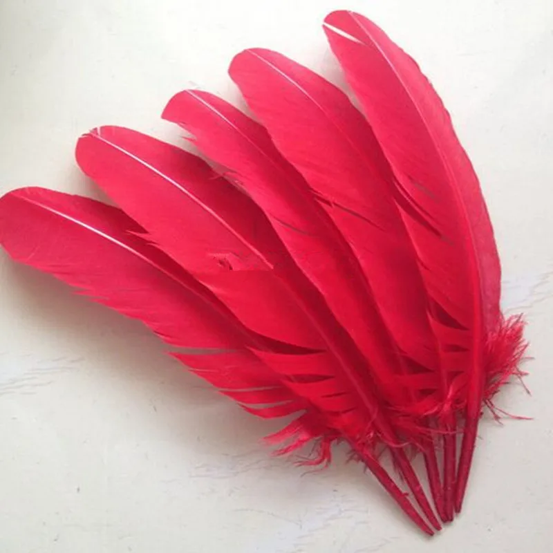 10 шт. красивые перья индейки(от 28 до 30 см/11-12 дюймов) DIY Свадебные украшения различные цвета на выбор - Цвет: red