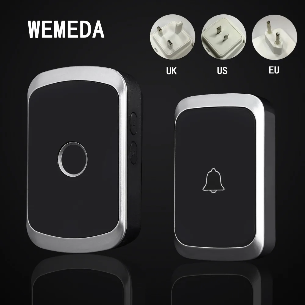 

WEMEDA newest wireless doorbell AC 110-220V smart digital waterproof push button doorbell 36 melody 4 volume cordless door ring