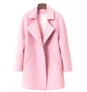 Зимнее шерстяное пальто, однотонный кокон с широкой талией и длинным рукавом, женская модная теплая одежда высокого качества - Цвет: pink