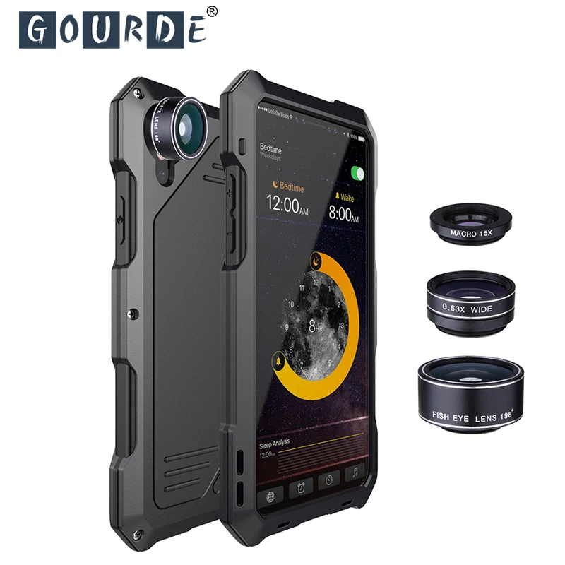 

Gourde 3 in 1 fish eye Lenses case for iphone X 6S 7 5 6 7 8 X Plus mobile phone lenses case camera lens 15X wide angle macro