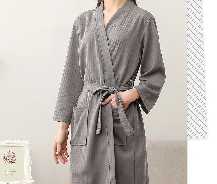 Новый корейский унисекс Вафельный Халат толстое банное полотенце клетчатая теплая ночная Пижама для СПА одежда для пар отель ванная