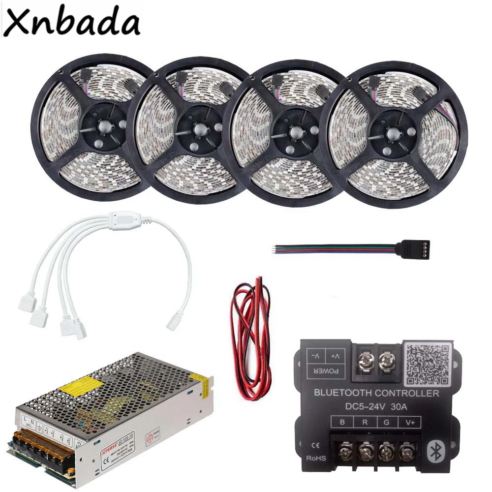 

RGB Led Strip 2835 60Leds/m Flexible Light With Bluetooth 4.0 RGB Led Controller Power Supply Kit 5M 10M 15M 20M