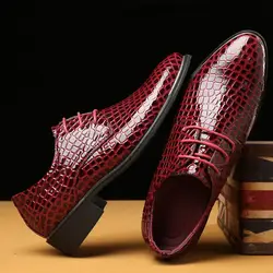 Мужские кожаные туфли с крокодиловым узором; роскошные мужские повседневные туфли; мужские туфли для формальных и деловых встреч и