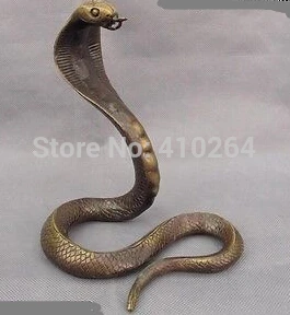 

0116P [old craft ] Fast shipping 7.5 Chinese Folk Copper Bronze Fengshui Lucky Wealth Zodiac Snake Cobra Statue (A0314)