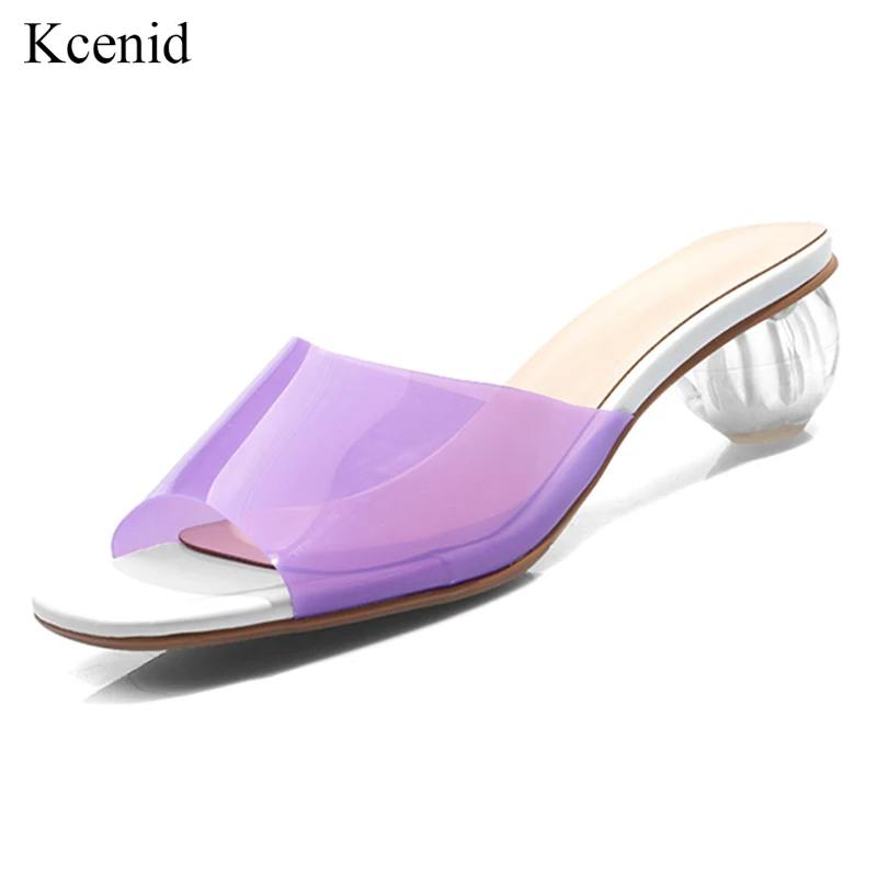 

Kcenid Fashion new women sandals PVC crystal heel transparent women sexy clear high heels pumps summer shoes plus size 33-41