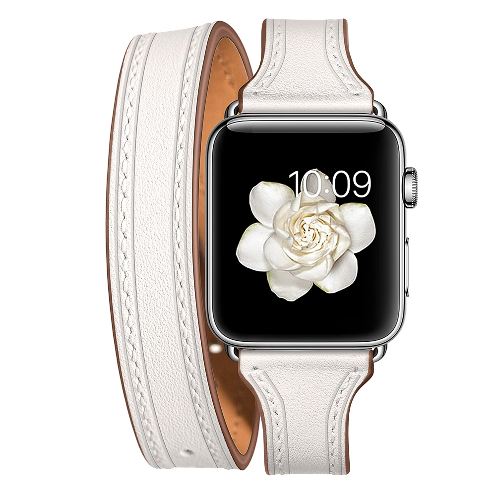 Кожаный ремешок для apple watch band 44 мм/40 мм, correa apple watch 38/42 мм браслет Наручный Ремень Double Tour петля наручных часов iWatch серии 4 3 2