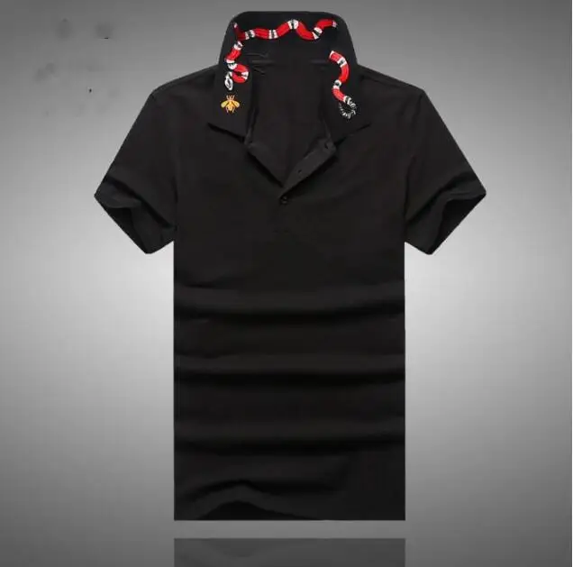 

High New Novelty 2019 Men collar Embroidered Red Snake Fashion Polo Shirts Shirt Hip Hop Skateboard Cotton Polos Top Tee #B95