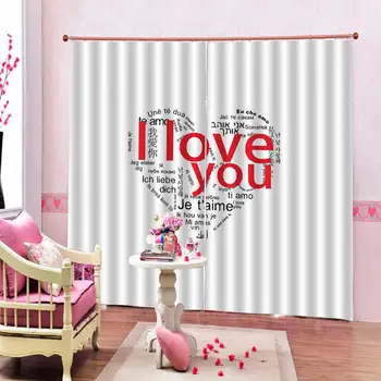 

Luxury Blackout 3D Window Curtains For Living Room heart love curtains for girl room wedding curtains