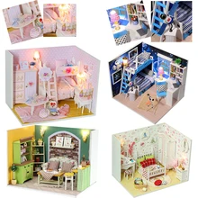 DIY Кукольный дом Каса модель миниатюрный кукольный домик с крышкой мебели деревянные домашние куклы строительные наборы игрушки для детей# E