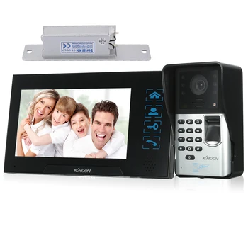 

KKmoon 7inch Wired Video Doorbell with Door Lock Visual Video Intercom Fingerprint Night Vision Remote Unlock Video Door Phone