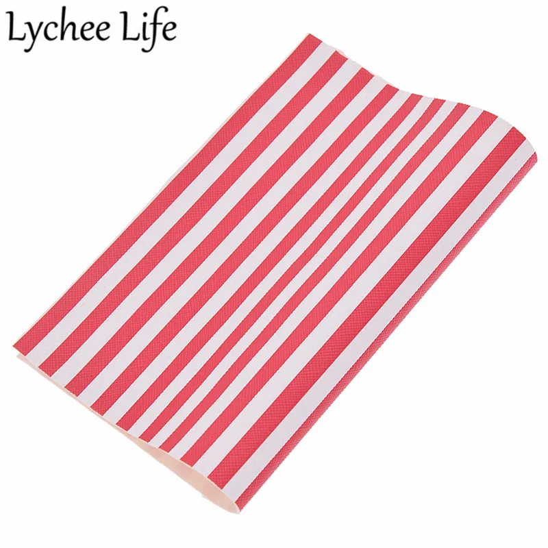 Lychee Life в полоску с принтом искусственная кожа ткань PU A4 21X15 см Ткань DIY Современная домашняя одежда текстиль швейная ткань аксессуары