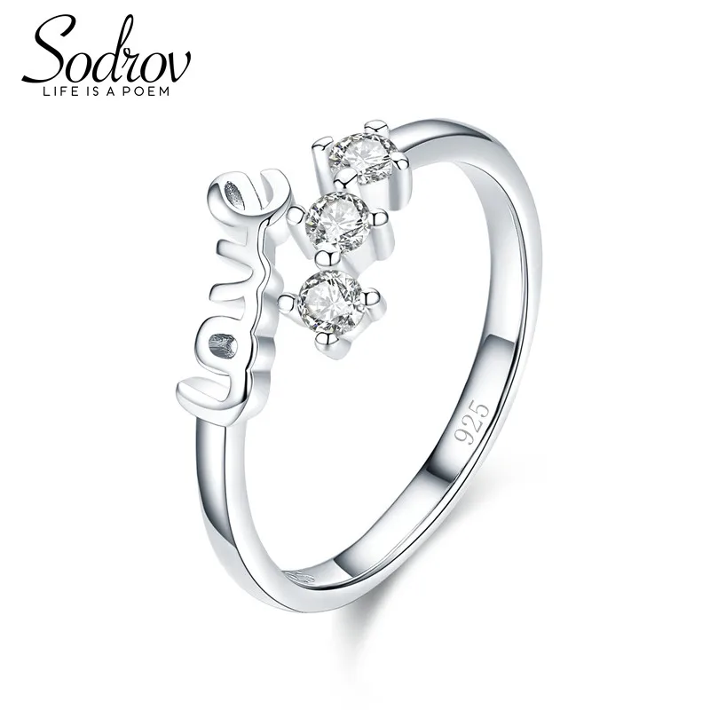 

Trendy Simple Style Hot Sale 925 100% Solid Sterling Silver Open Finger Rings For Women Letter LOVE Birthday Present R033