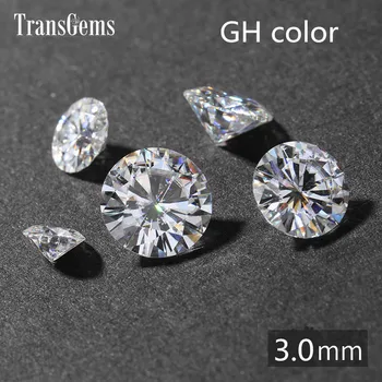

TransGems 1 Piece 3mm Moissanite Loose Stone Equivalent Diamond 0.1ct Excellent Cut GH Color Moisssanite Bead for Jewelry Making