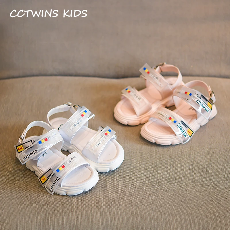 

Kids Sandals 2019 Summer Girls Fashion White Sandal Shoes Boys Non-Slip Beach Flats Toddler Children Soft Barefoot Shoes BS325
