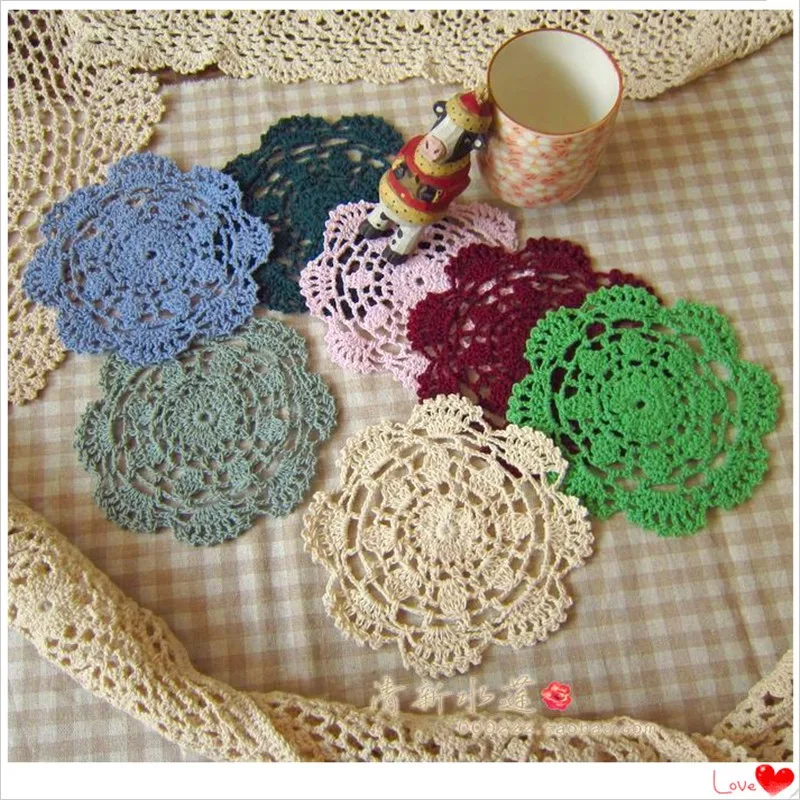 30 рис./лот красочные круглые Корсеты кружева doilies светодиодные подстаканники flet для домашнего декора подстаканник для кофейного стола