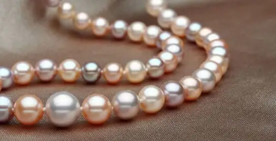 

AAA+ 21"9-10mm genuine natural south sea pink white pearl necklace