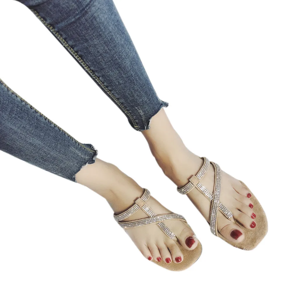

WD49 New 2018 Women Floral Beaded Sequin Embellishment Mesh Slippers Flip Flop Sandal