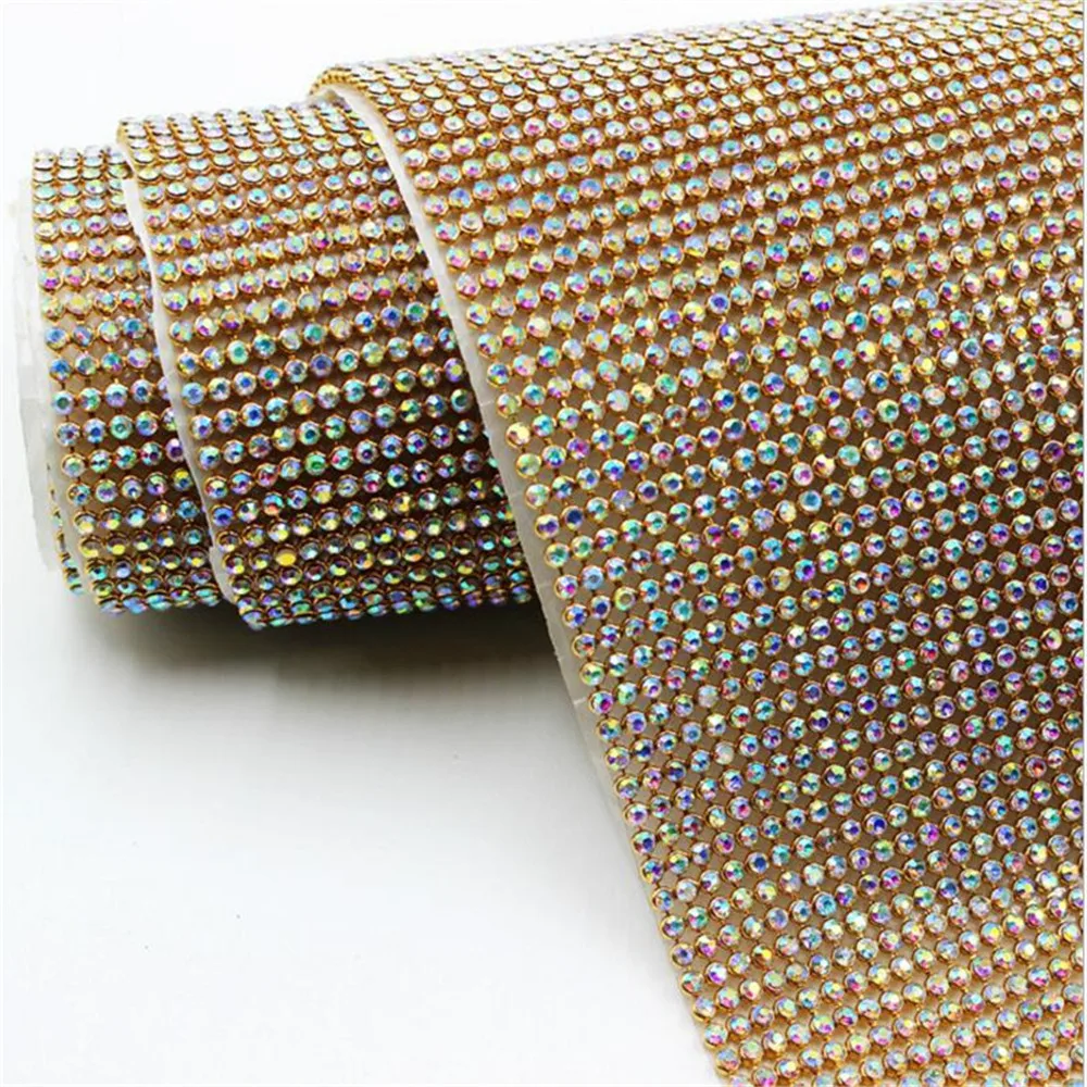 3mm Crystal Ab 45cm*120cm Sewon Crystal Rhinestone Trim Mesh Diy Strass Rhinestone Mesh Garment