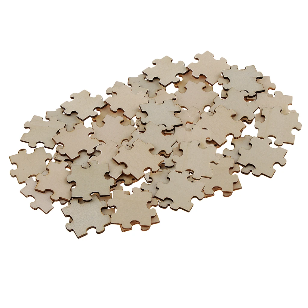 100pcs Unfinished Wood Puzzle Pieces,Freeform Blank Puzzle for Home Decorations