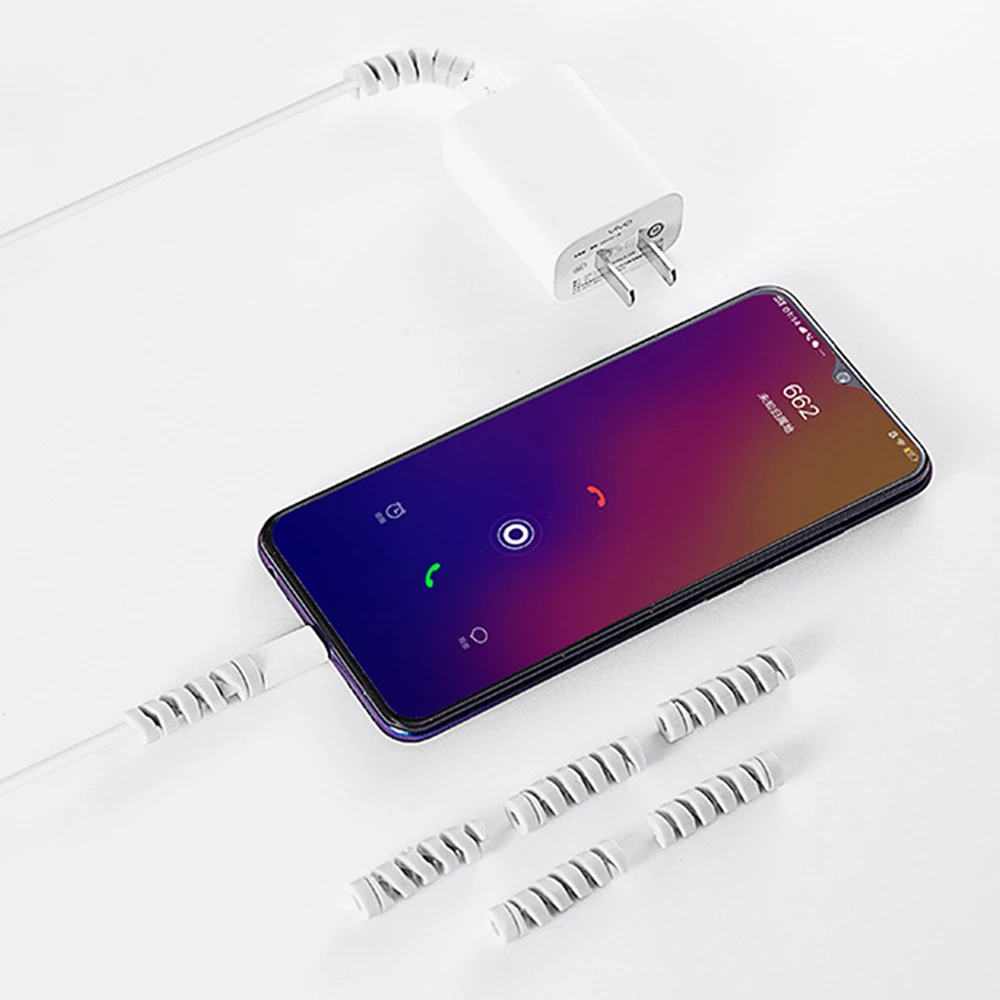 

4pcs Cable Protector Bobbin Winder Data Line Case Rope Protection Spring Twine Phone iPhone Charging Data Line Cord Protector