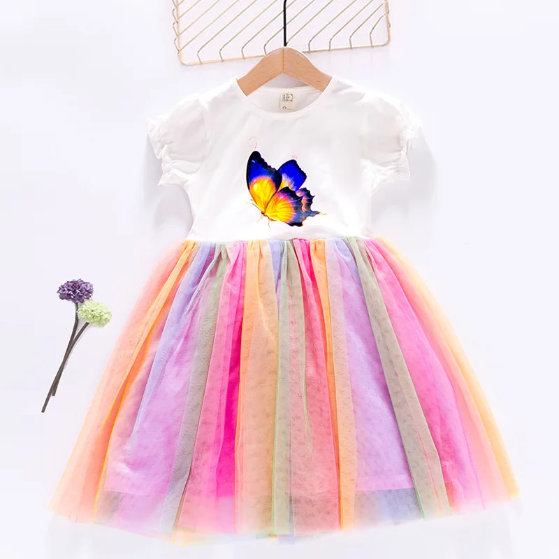 Summer Girls Unicorn Dress Children Rainbow Butterfly Princess Birthday Party Dress Kids Wedding Carnival Dresses Baby Vestidos (4)