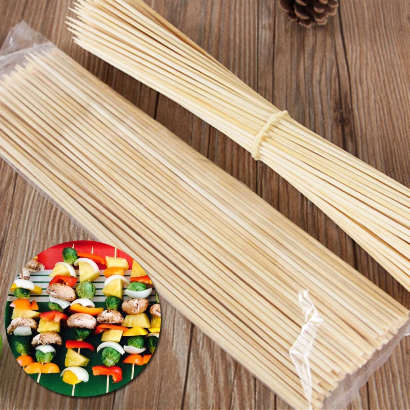 500pcs/pack 30cm x 3mm Bamboo Skewers Grill Wood Sticks Outdoor