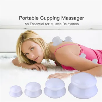 

Portable 4pcs/set Moisture Absorber Cupping Massager Full Body Massage Silicone Therapy Cups Cans Body Shaping Relieve Fatigue