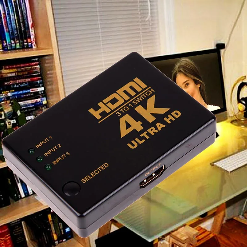 4K* 2K 1080P HDMI видео аудио сигнал сплиттер 3 входа 1 выход переключатель для DVD/PS3/HDTV