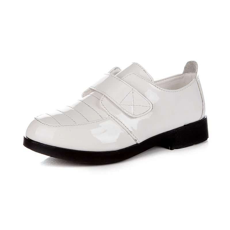 Детская обувь обувь для мальчиков коллекция года сезон весна новинка модные ботинки из искусственной кожи черная белая детская повседневная обувь на низком каблуке с противоскользящим покрытием для мальчиков - Цвет: Белый