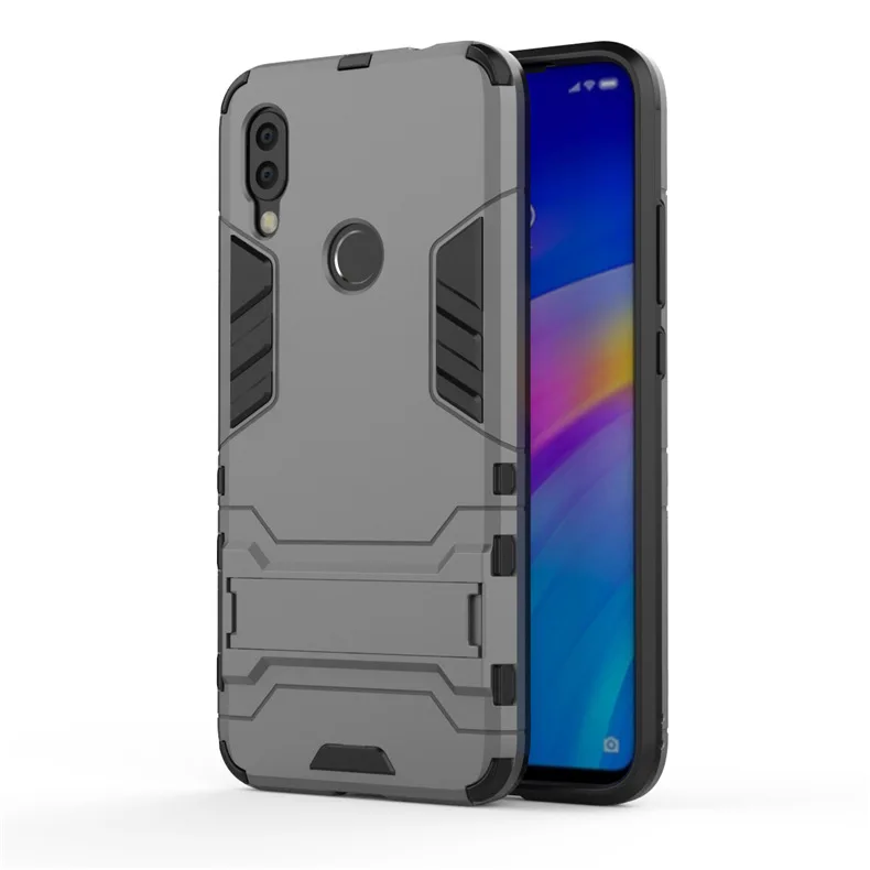 Серый Для Xiaomi Redmi 7 2 в 1 противоударный защитный чехол для телефона задняя защитная крышка для Redmi Note 7 - Цвет: Серый