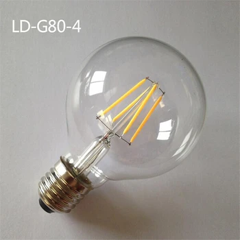 

4pcs/Lot 4W 6W 8W G80 LED Filament Bulbs G80 Edison led globe bulb AC220V warm white RA>80 E27