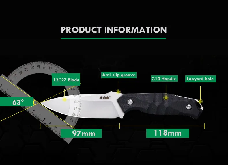 Sanrenmu S718 фиксированный нож с K оболочкой 12C27 лезвие G10 ручка открытый профессиональный инструмент джунгли выживания тактический охотничий нож