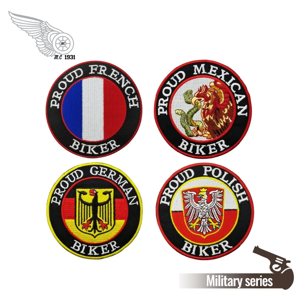 

Proud German/Polish/French/Mexican 10 pieces rank garment labels decoration embroider iron on patches biker front patch clothes