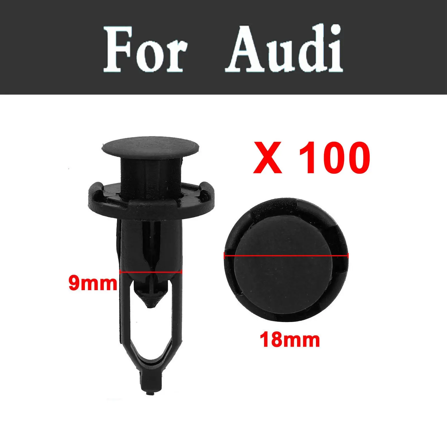 High Quality 100Pcs Car Styling Black 9mm Hole Push Type Rivet Retainer