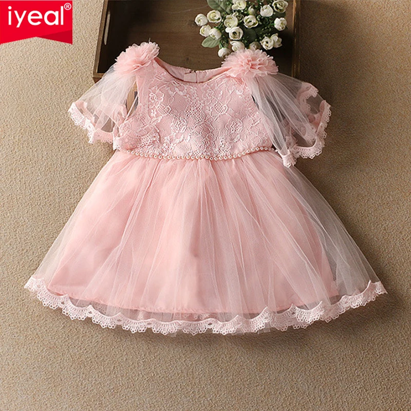 IYEAL Baby Girls Clothing Flower Dress For Little Girl Lace Princess Party Dresses Children Brand Costume Kids Clothes hayden vintage lace flower girls dresses summer costume for teens girl children clothing kids clothes girls party frocks designs